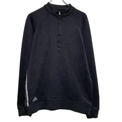 adidas フリースジャケット M ブラック アディダス ハーフジップ ラグラン ワンポイント スポーティー 古着卸 アメリカ仕入 a702-6071