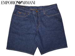 エンポリオアルマーニ EMPORIO ARMANI 3K1PS1 1DY8Z 0941 DENIM BLUE ロゴマーク プレート 付き メンズ ストレッチ デニム ショート パンツ ハーフパンツ バミューダ パンツ メンズ52サイズ 日本LLサイズ程度