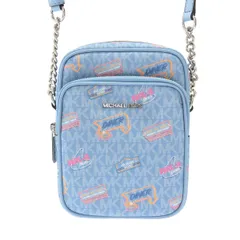 【中古・ほぼ新品】マイケルコース　ショルダーバッグ　JET SET TRAVEL NS　チェーン　クロスボディ　ライトスカイ　水色