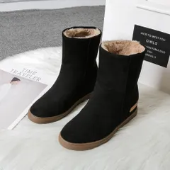 ☆ ブラック ☆ 38(24cm) ☆ ムートン調ブーツ 裏起毛 防寒 2WAY レディース ムートン調ブーツ 裏起毛  2WAY レディース スノーブーツ ブーツ ミドルブーツ ショートブーツ 折り返し ボアブーツ ムートン調 シューズ