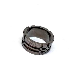 美品★ VERSACE ヴェルサーチ ベルサーチ  リング メデューサ グリーク グレカ 14号 ブラック ガンメタ