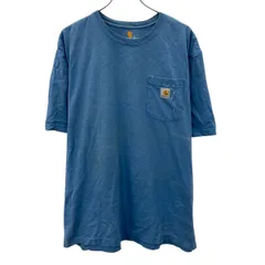 Carhartt 半袖 ロゴTシャツ XL ブルー カーハート プルオーバー 胸ポケット ワンポイント カットソー 古着卸 アメリカ仕入 a706-5369