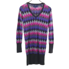 フレッドペリー ウール 長袖 Vネック セーター USA6 グレー系 FRED PERRY ニットワンピース レディース 古着 【240121】
