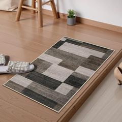 HAOCOO 玄関マット 室内 ラグマット 洗える 北欧風 モダン 50х80cm 小さい おしゃれ ふわふわ オールシーズン適用 滑り止め 防音 屋外 泥落とし 防臭 軽量 モザイク カラーマッチング ブラウン