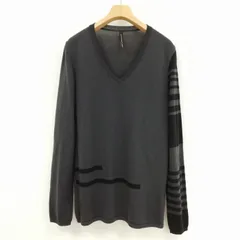 ブラックバレット バイ ニールバレット BLACKBARRETT by neil barrett ウール ニット Vネック プルオーバー セーター パターン 切替 2 チャコール のサムネイル