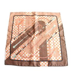 HERMES エルメス カレ 45 ガヴロッシュ スカーフ クリッククラック シルク100％ ブラウン系【いおき質店】