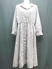 ◇ archives フロントボタン ウエストゴム ポリエステル 長袖 ロング ワンピース サイズM マルチカラー レディース E  【1303290019592】