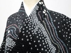 【一輝堂】リサイクル着物 小紋 絞り 花文 正絹 身丈約152cm 裄丈約64.5cm 25z07-3849