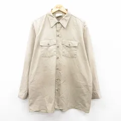 XL/古着 ディッキーズ Dickies 長袖 ワーク シャツ メンズ 90s 大きいサイズ ロング丈 ベージュ カーキ 25sep18 中古 トップス