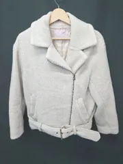 ◇ ⊇ ◎ 31 Sons de mode ボア 長袖 ライダースジャケット サイズ38 ベージュ系 レディース E  【1506250009378】