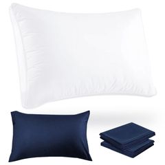 【新着商品】ホテル い 綿100% ホテルまくら 通気性 まくら 高反発枕 丸洗い可能 枕 両面 限定ブランド】Bolinker 柔らかい （70*50*20 【 CM1個入）（ネイビー枕カバー2個付属）