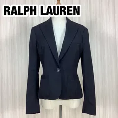【美品】RALPH LAUREN ラルフローレン シングル テーラードジャケット ブレザー サイズ11 ブラック 黒 センターベント 肩パッド無し 着丈55.5cm 肩幅39cm 身幅(脇下)44cm 袖丈58.5cm【古着】