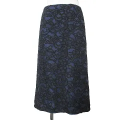 ニナリッチ NINA RICCI 39 AVENUE MONTAIGNE-PARIS 美品 レース スカート ひざ丈 タイト 34 S相当 紺 黒 IBO46 Xのサムネイル
