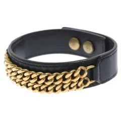 SAINT LAURENT PARIS (サンローランパリ) チェーン装飾 レザーブレスレット ブラック/ゴールドのサムネイル