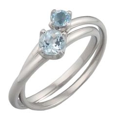 4℃ アクアマリン 2連 リング 8号 Pt950 仕上済