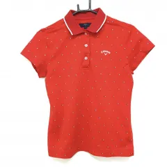 ★特価★【超美品】キャロウェイ 半袖ポロシャツ レッド×白 ハート柄 襟織生地 胸刺しゅう レディース L ゴルフウェア Callaway