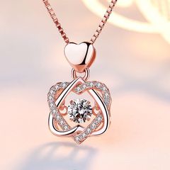【在庫限り】　ダブル　ハート　ピンク　ネックレス　ジルコニア