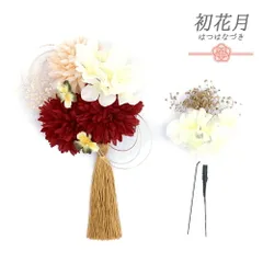 髪飾り 成人式 水引 赤 振袖 袴 2点セット 花 白 ゴールド 房 かすみそう 大きい 小さい かんざし Uピン コーム かわいい 日本 No.12-0631
