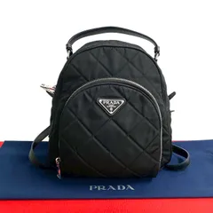 極 美品 PRADA プラダ 三角ロゴ 金具 キルティング ナイロン