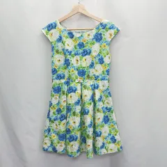 ◇ ◎ ROPE PICNIC ロペピクニック 花柄 フラワー ノースリーブ ミニ丈 ワンピース サイズ38 グリーン系 レディース E  【1406050062422】
