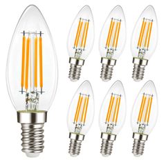 おしゃれ！ C35 LEDフィラメント電球 口金E12 2700K電球色 4W(40W相当) 6個入 PSE取得 シャンデリア交換用