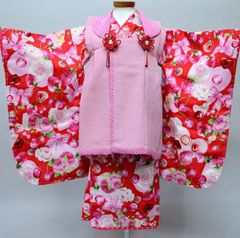 七五三 三歳 女児 被布 着物 フルセット 松田聖子 お仕立て無料 七五三 三歳 女児 被布着物フルセット 日本製 松田聖子 赤色 お仕立て