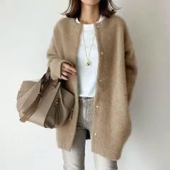 ☆ ベージュ ☆ 秋冬 コート レディース pk1123 コート レディース ショート丈 ウール ショートコート クルーネック ジャケット 羽織 あったか 厚い スリム カジュアル アウター おしゃれ かわいい 冬 秋 デザイン