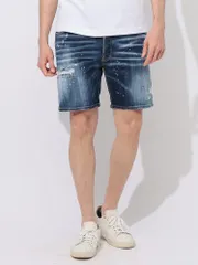 DSQUARED2 (ディースクエアード) ダメージ加工 ボタンフライ デニム ショートパンツ MARINE D2MU0884S30664 ネイビー