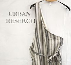 URBAN RESEACH DOORS DS14-25W001 ワンショルダー リネン エプロンワンピース ストライプ ベージュ サイズ One レディース