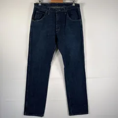 古着 ラングラー Wrangler デニムパンツ ブルーデニム ジーンズ ジーパン ストレート スリムフィット ワンポイント w34 L34 濃紺 メンズ