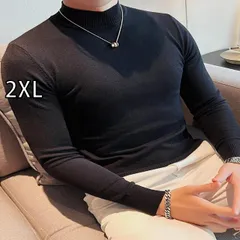 [2XL]春 コーデ メンズ  服 シンプル ファッション オシャレ 大人 かっこいい 大きいサイズ ストリート 紳士服  ハーフ タートルネックセーター ハイエンド カジュアル 無地 セーター スリムフィット 韓国スタイル ミッド カラー シャツ
