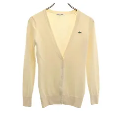 ラコステ 長袖 ウール ニット カーディガン 38 ホワイト LACOSTE レディース 古着 【240105】