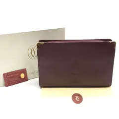 美品 Cartier カルティエ マスト レザー セカンド クラッチ バッグ ポーチ レディース ブランド 鞄 カバン Bag ボルドー 箱付き a9984