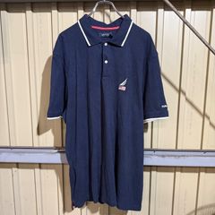 398 NAUTICA 半袖ポロシャツ XL ネイビー ノーティカ ワンポイント刺繍 鹿子 ビッグサイズ 古着卸 アメリカ仕入