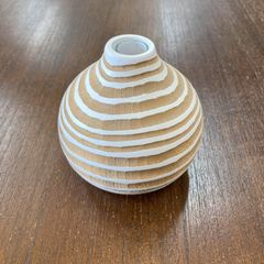 『Vase Tsunami』白・中　木製　マンゴーウッド　一輪挿し花瓶　フラワーベース　アジアンリゾート　雑貨