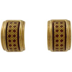 エルメス HERMES エマイユ イヤリング 七宝焼き イヤリング GP ゴールド レッド レディース 【中古】