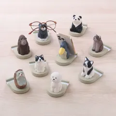スマホ スタンド 木製 スマホスタンド 動物 縦型 横型 メガネスタンド かわいい 猫 犬 面白ろ メガネ置き おしゃれ オブジェ インテリア おもしろ 木彫り 熊 癒し ギフト プレゼント キシマ Fika フィーカ KH-6138 Km002のサムネイル