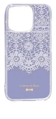 【新品未使用】iPhone15 Pro アイフォン15プロ クリア ハードケース レース柄 (ラベンダー) アンティーク リボン おしゃれ かわいい cl-ip15pro-278