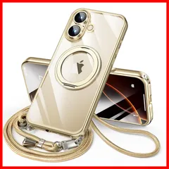 【即発送】薄型 透明 ケース PC ケース 用 + 用 軽量 いphone16 6.1インチ シリコン 両眼 カメラレンズ保護 TPUバンパー 耐衝撃 おしゃれ ワイヤレス充電対応 MagSafe対応 スマホケース 多機能360度回転スタンド ストラップ付き