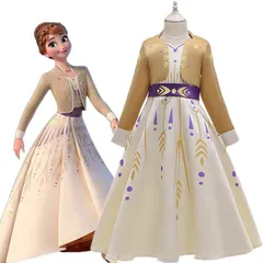 新作✴︎アナと雪の女王　映画Ⅱ アナ豪華ゴールドフォーマルドレス　クリスマスプレゼント　ハロウィン仮装　お誕生日プリンセス　女の子　ディズニーランドプリンセス衣装