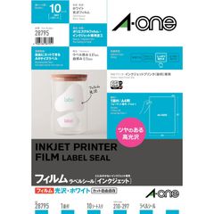 新品 光沢フィルム ラベルシール A4 ノーカット エーワン 10シート 28795