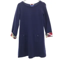 BLUE LABEL CRESTBRIDGE ブルーレーベルクレストブリッジ 日本製 長袖 ワンピース 38 ネイビー 三陽商会 レディース 古着