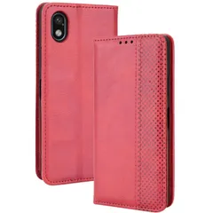 Xperia Ace III ケース 手帳 SO-53C SOG08 エクスペリアace3 エース3  チェック柄 合革 レトロ 手帳 ケース 【Color】 レッド