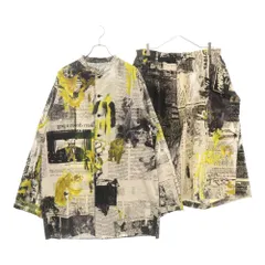 Yohji Yamamoto POUR HOMME (ヨウジヤマモト プールオム) 22SS ペイントニュースペーパー サイドプラッシュ 総柄セットアップ ハーフパンツ 長袖シャツ ホワイト/ブラック HG-B24-027 HG-P39-022のサムネイル