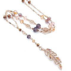 ANNA SUI アナスイ ネックレス 羽 フェザーモチーフ ラインストーン ビジュー ピンクゴールド