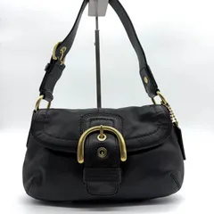 極美品● COACH コーチ ショルダーバッグ ワンショルダーバッグ ソーホー フラップ 黒 ブラック レザー