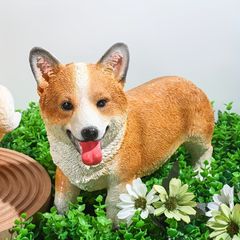 置物 オブジェ ガーデンオーナメント コーギー イヌ 犬 いぬ 可愛い 屋外 屋内 室内 インテリア 玄関 リビング ダイニング 装飾 庭 ガーデ
