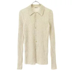 AURALEE オーラリー 25SS SILK COTTON MELANGE RIB KNIT SHIRT CARDIGAN ニットシャツカーディガン A25SC03CO ベージュ系 0のサムネイル