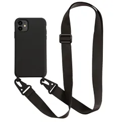 ★即日発送★UnnFiko iPhone 11 Pro ケース ネックストラップ スマホケース 蛍光色 シリコン アイフォン 11 Pro ケース シンプル ソフト 保護カバー 携帯ストラップ 紐付き 斜めがけ (iPhone 11 Pro Black)