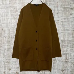 UNIQLO ユニクロ　レディース　トップス　カーディガン　ジャケットカーディガン　ロングカーディガン　ニット　羽織り　長袖　Vネック　フロントボタン　ポケット付き　無地　ブラウン　毛混　ミラノリブ　シンプル　きれいめ　s357h277